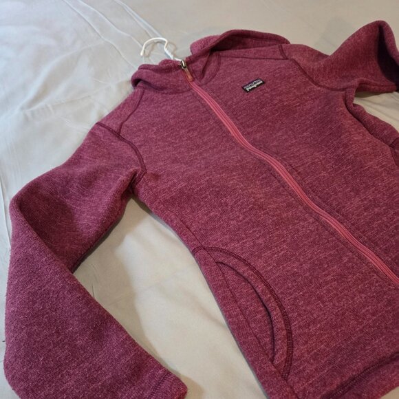 Girls Patagonia fleece Hoody Full Zip  M 10 Red - Picture 2 of 9